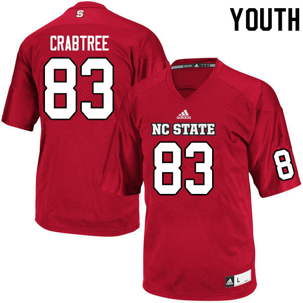 Youth #83 Josh Crabtree NC State Wolfpack College Football Jerseys Sale-Red - Click Image to Close